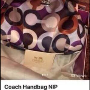 Coach Purple and Brown Patterned Shoulder Bag
